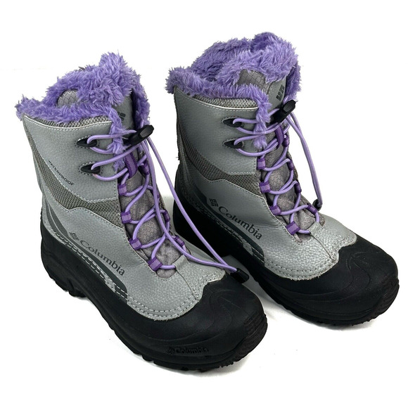 Columbia Bugaboot Plus IV Omni-Heat Boot Girl's Size 6 Gray Purple BY5954-036 - Picture 1 of 11